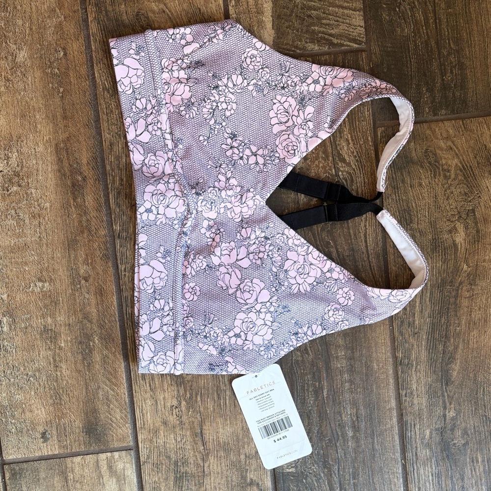 Fabletics Pink and Black Floral Sports Bra